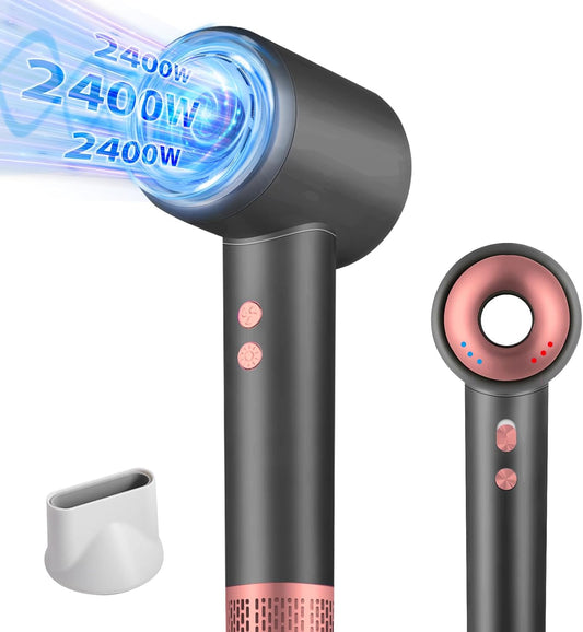 Asciugacapelli Alta Velocità Con Ionico, Phone per Capelli Professionale Ioni 2400W AC Motore Professionale Con 3 Impostazioni Di Calore, Phon Capelli Asciugatura Rapida (Nero)